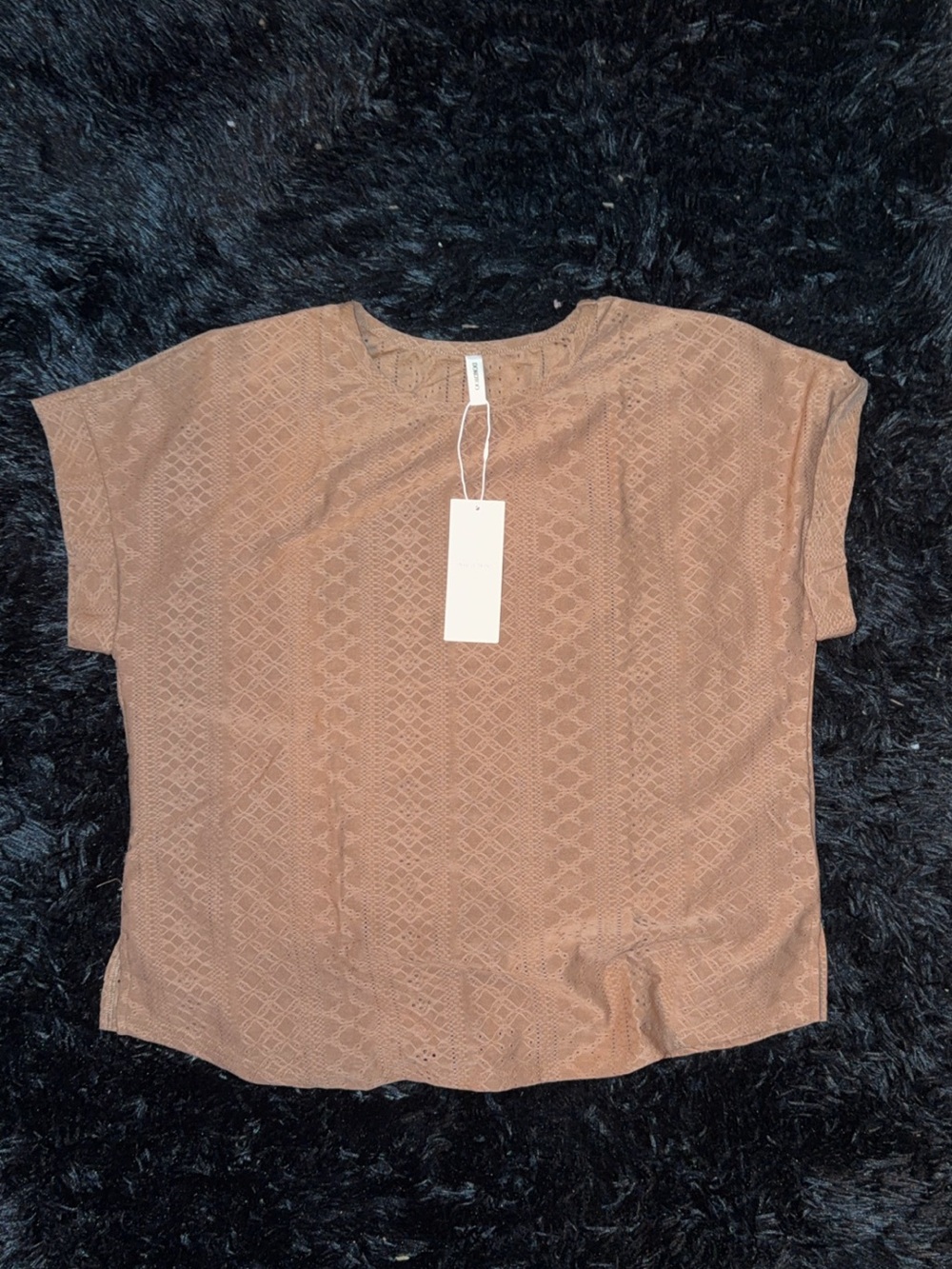 Short Sleeve Textured Blouse in Tan